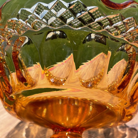 Vintage amber glass compotier, pedestal dish, compote, fruit bowl - Picture 10 of 12